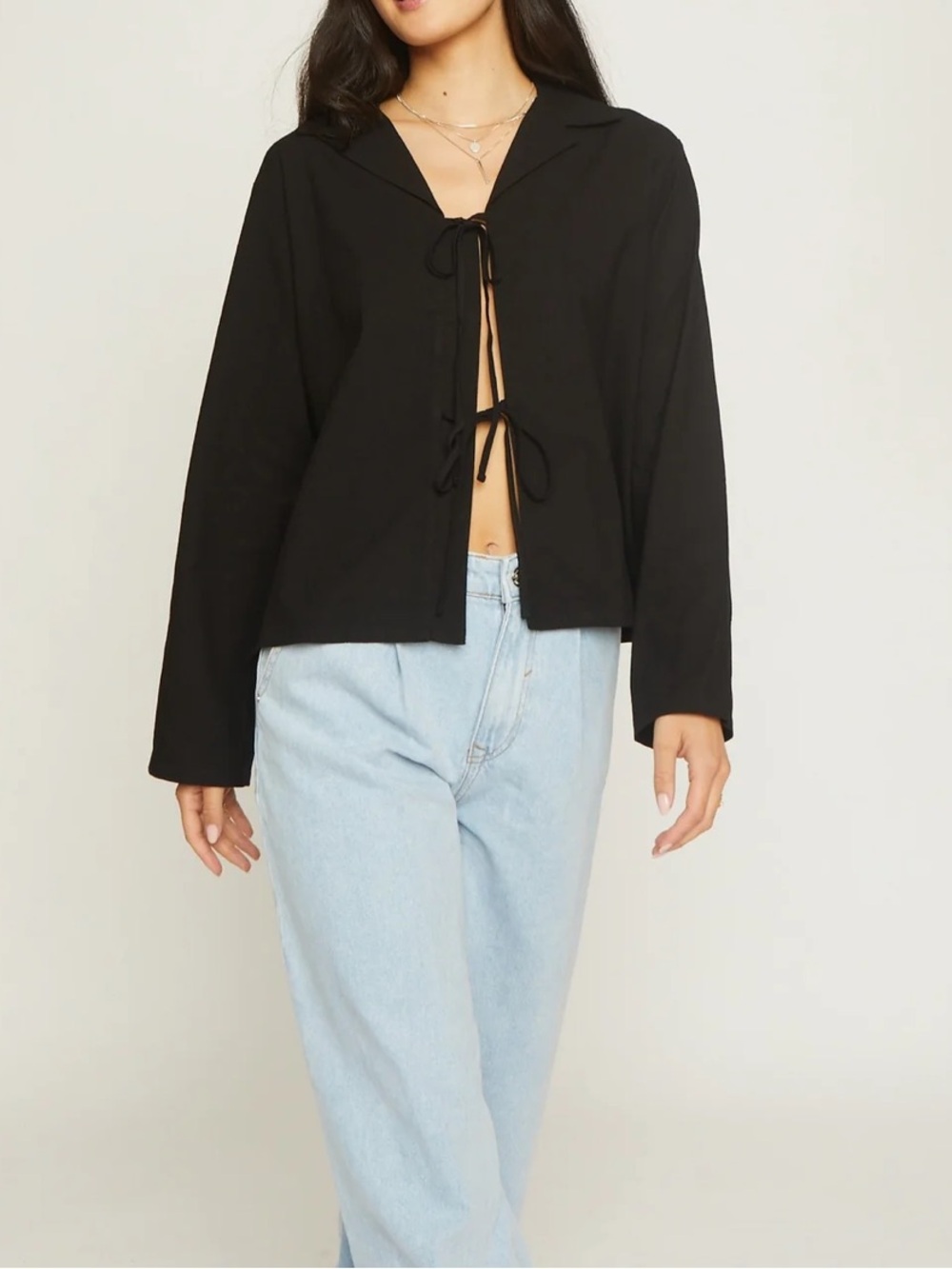 FRENCHMAUVE Juno front tie linen shirt